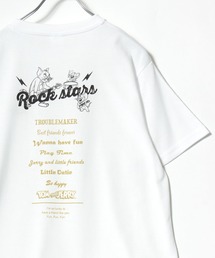 2026SS Tom＆Jerry/トムとジェリー カレッジ フロント/バックプリント ワンポイント刺繍 半袖Tシャツ