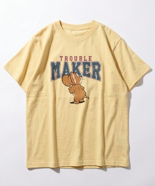 Tom&Jerry(トムアンドジェリー)の「2026SS Tom&Jerry/トムとジェリー カレッジ フロント/バックプリント ワンポイント刺繍 半袖Tシャツ(Tシャツ/カットソー・レディース・イエロー/クリーム/スミクロ/ミント/ブラック/ネイビー/ホワイト/アッシュグレー・M/L)」の13枚目の写真