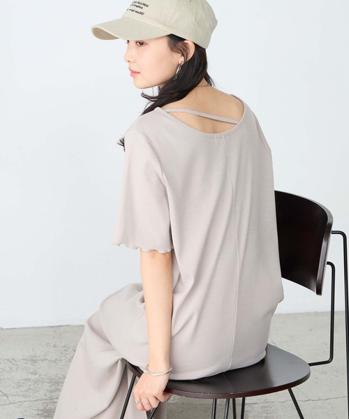forksy.(フォルクシー)の「【forksy.】ストラップネック リブメロー ロングワンピース / 接触冷感・UVカット(ワンピース・レディース・チャコールグレー/ブラック/モカ・M/L)」の3枚目の写真