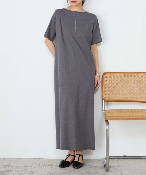 forksy.(フォルクシー)の「【forksy.】ストラップネック リブメロー ロングワンピース / 接触冷感・UVカット(ワンピース・レディース・チャコールグレー/ブラック/モカ・M/L)」の7枚目の写真