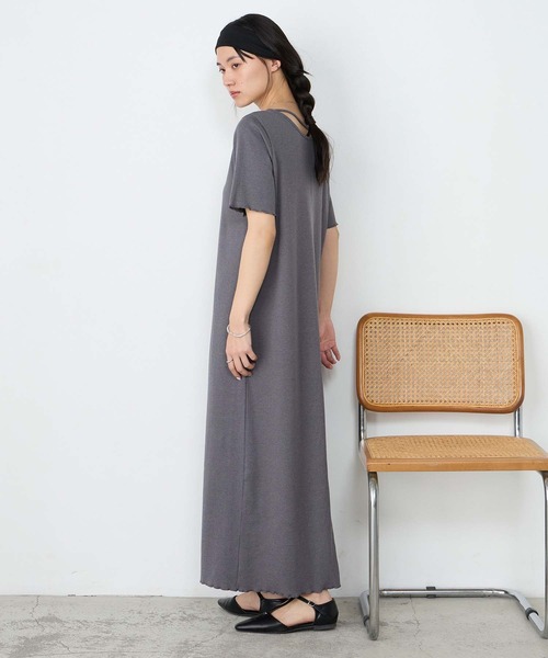 forksy.(フォルクシー)の「【forksy.】ストラップネック リブメロー ロングワンピース / 接触冷感・UVカット(ワンピース・レディース・チャコールグレー/ブラック/モカ・M/L)」の8枚目の写真