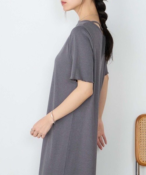 forksy.(フォルクシー)の「【forksy.】ストラップネック リブメロー ロングワンピース / 接触冷感・UVカット(ワンピース・レディース・チャコールグレー/ブラック/モカ・M/L)」の12枚目の写真