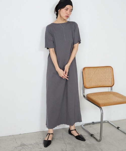 forksy.(フォルクシー)の「【forksy.】ストラップネック リブメロー ロングワンピース / 接触冷感・UVカット(ワンピース・レディース・チャコールグレー/ブラック/モカ・M/L)」の14枚目の写真