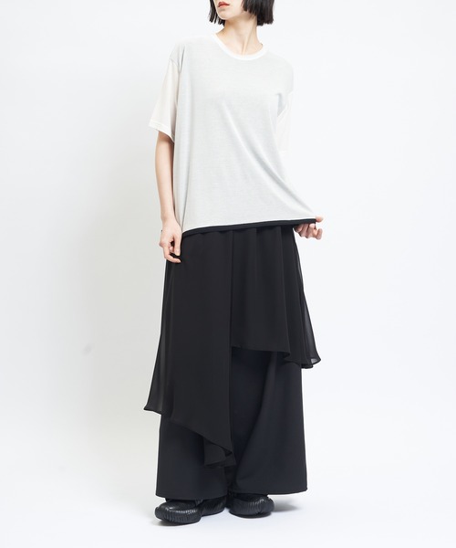 gomme(ゴム)の「強撚ダブルT(Tシャツ/カットソー・レディース・ホワイト×ブラック/ブラック×ホワイト/ブラック×イエロー・MEDIUM)」の4枚目の写真