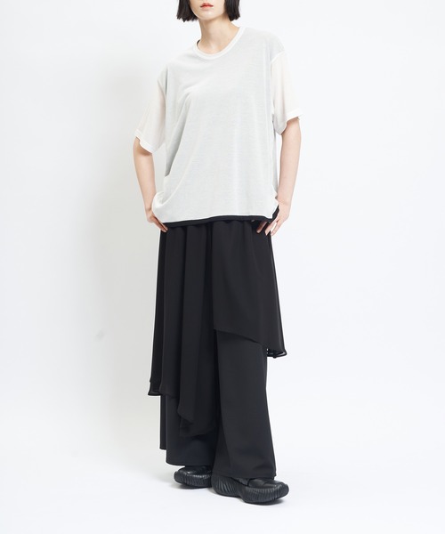 gomme(ゴム)の「強撚ダブルT(Tシャツ/カットソー・レディース・ホワイト×ブラック/ブラック×ホワイト/ブラック×イエロー・MEDIUM)」の5枚目の写真