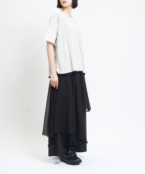 gomme(ゴム)の「強撚ダブルT(Tシャツ/カットソー・レディース・ホワイト×ブラック/ブラック×ホワイト/ブラック×イエロー・MEDIUM)」の6枚目の写真