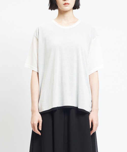 gomme(ゴム)の「強撚ダブルT(Tシャツ/カットソー・レディース・ホワイト×ブラック/ブラック×ホワイト/ブラック×イエロー・MEDIUM)」の13枚目の写真