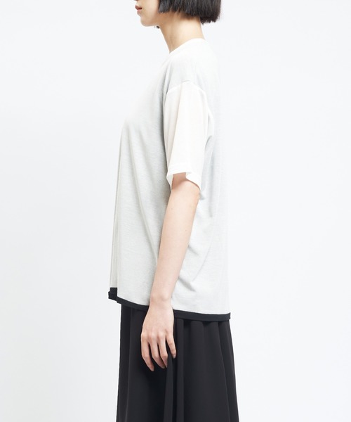 gomme(ゴム)の「強撚ダブルT(Tシャツ/カットソー・レディース・ホワイト×ブラック/ブラック×ホワイト/ブラック×イエロー・MEDIUM)」の14枚目の写真