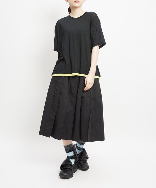 gomme(ゴム)の「強撚ダブルT(Tシャツ/カットソー・レディース・ホワイト×ブラック/ブラック×ホワイト/ブラック×イエロー・MEDIUM)」の7枚目の写真