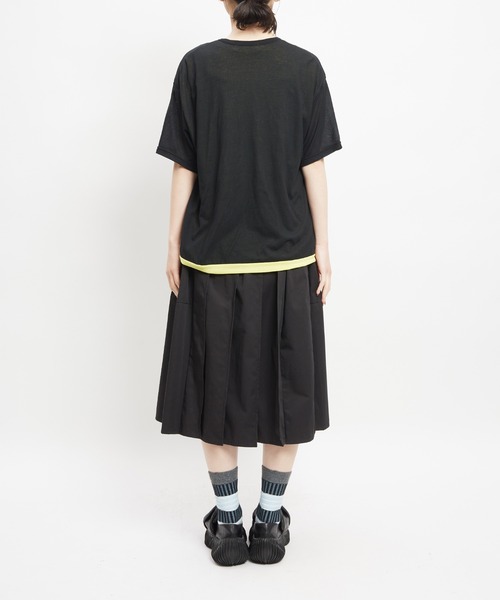 gomme(ゴム)の「強撚ダブルT(Tシャツ/カットソー・レディース・ホワイト×ブラック/ブラック×ホワイト/ブラック×イエロー・MEDIUM)」の9枚目の写真