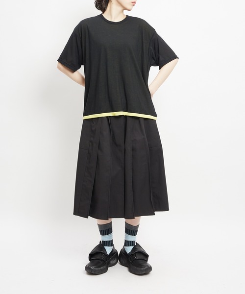 gomme(ゴム)の「強撚ダブルT(Tシャツ/カットソー・レディース・ホワイト×ブラック/ブラック×ホワイト/ブラック×イエロー・MEDIUM)」の8枚目の写真