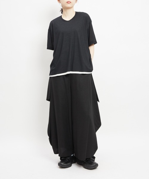 gomme(ゴム)の「強撚ダブルT(Tシャツ/カットソー・レディース・ホワイト×ブラック/ブラック×ホワイト/ブラック×イエロー・MEDIUM)」の10枚目の写真