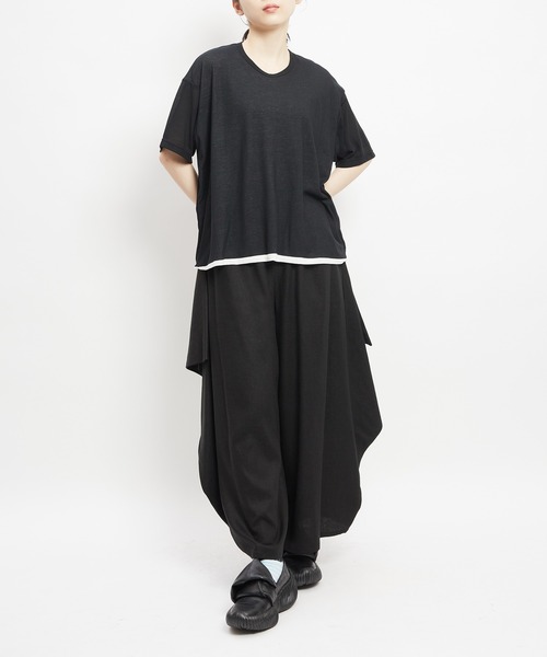 gomme(ゴム)の「強撚ダブルT(Tシャツ/カットソー・レディース・ホワイト×ブラック/ブラック×ホワイト/ブラック×イエロー・MEDIUM)」の11枚目の写真