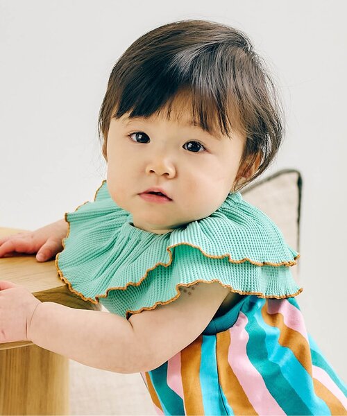 apres les cours（アプレレクール）の「ワッフルメロウフリルつけ衿（その他ベビー用品・キッズ・オレンジ/ミント/ブルー/アイボリー/ブラウン・90）」の4枚目の写真