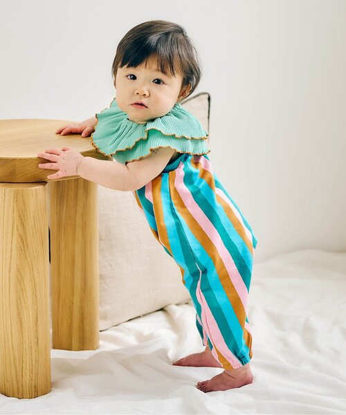 apres les cours（アプレレクール）の「ワッフルメロウフリルつけ衿（その他ベビー用品・キッズ・オレンジ/ミント/ブルー/アイボリー/ブラウン・90）」の13枚目の写真