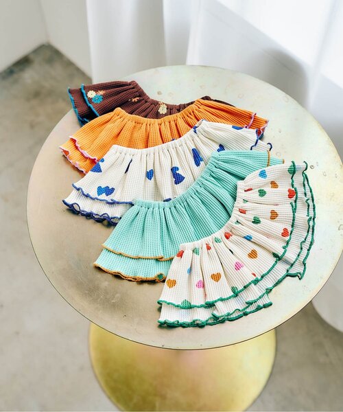 apres les cours（アプレレクール）の「ワッフルメロウフリルつけ衿（その他ベビー用品・キッズ・オレンジ/ミント/ブルー/アイボリー/ブラウン・90）」の14枚目の写真