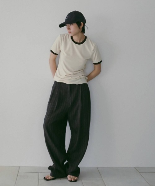 MIDWEST（ミッドウエスト）の「anuke Compact Ringer T-Shirts（Tシャツ/カットソー・レディース・ベージュ・FREE）」の4枚目の写真