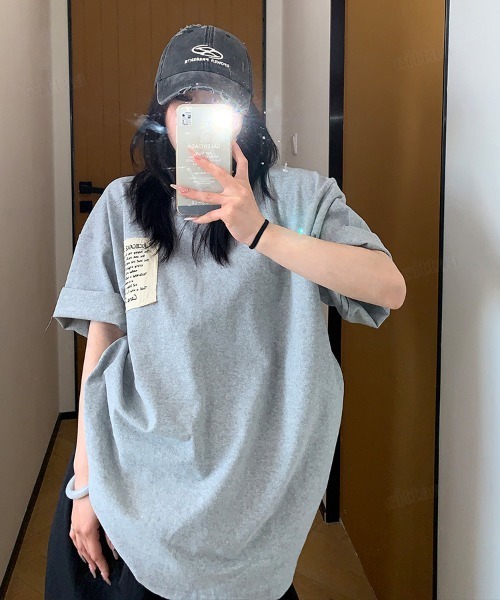Dalfwin(ダールフィン)の「韓国ファッション RICECAKE手書きプリントラベル半袖Tシャツ(Tシャツ/カットソー・レディース・ブラック/ホワイト/グレー・FREE)」の3枚目の写真
