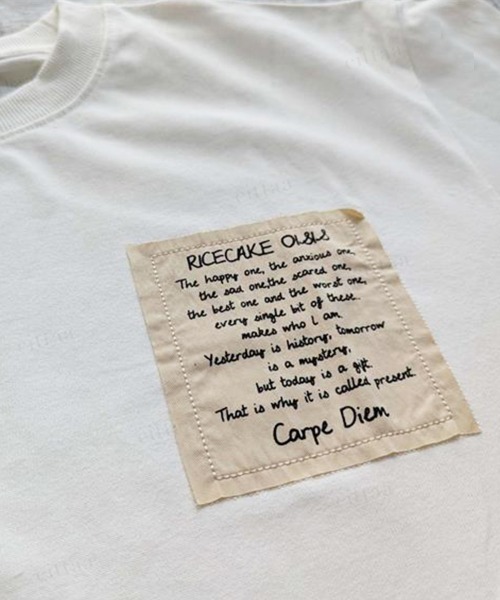 Dalfwin(ダールフィン)の「韓国ファッション RICECAKE手書きプリントラベル半袖Tシャツ(Tシャツ/カットソー・レディース・ブラック/ホワイト/グレー・FREE)」の13枚目の写真