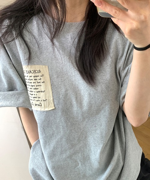 Dalfwin(ダールフィン)の「韓国ファッション RICECAKE手書きプリントラベル半袖Tシャツ(Tシャツ/カットソー・レディース・ブラック/ホワイト/グレー・FREE)」の10枚目の写真
