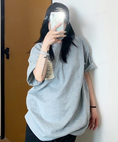 Dalfwin(ダールフィン)の「韓国ファッション RICECAKE手書きプリントラベル半袖Tシャツ(Tシャツ/カットソー・レディース・ブラック/ホワイト/グレー・FREE)」の5枚目の写真