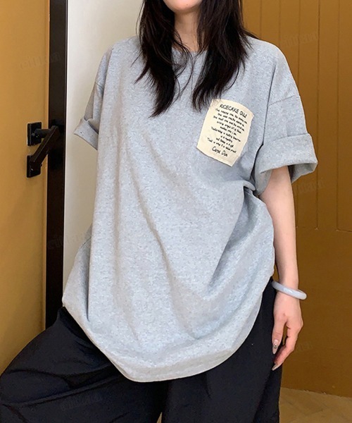 Dalfwin(ダールフィン)の「韓国ファッション RICECAKE手書きプリントラベル半袖Tシャツ(Tシャツ/カットソー・レディース・ブラック/ホワイト/グレー・FREE)」の7枚目の写真