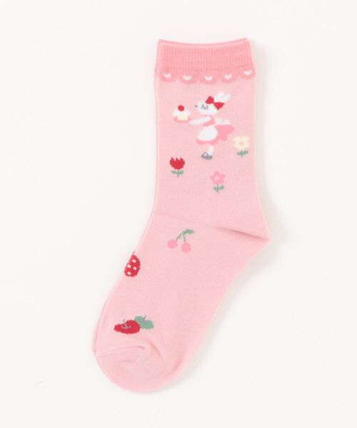 KP DECO（ケーピーデコ）の「mimiちゃん クルーソックス（ソックス/靴下・キッズ・ブルー/ピンク系その他・14cm/16cm/18cm/20cm/22cm）」の2枚目の写真