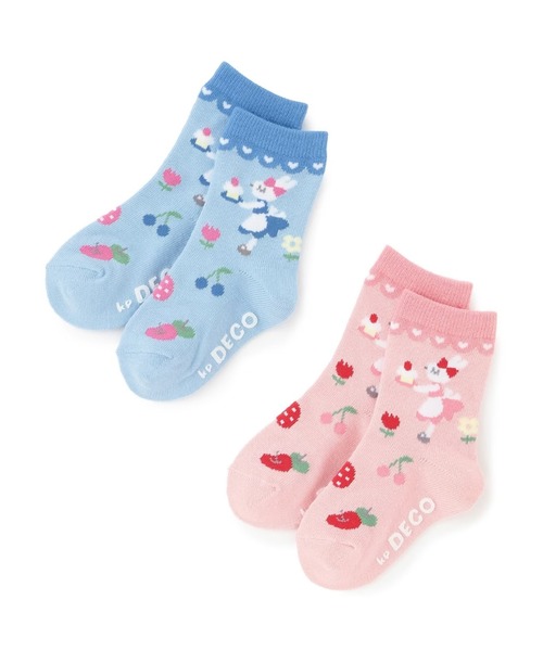 KP DECO（ケーピーデコ）の「mimiちゃん クルーソックス（ソックス/靴下・キッズ・ブルー/ピンク系その他・14cm/16cm/18cm/20cm/22cm）」の6枚目の写真