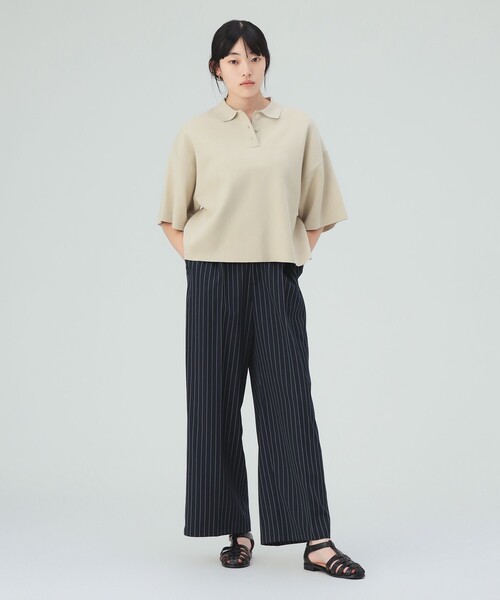 BEAMS HEART(ビームスハート)の「ニット ポロ ハーフスリーブ プルオーバー(ニット/セーター・レディース・ベージュ/ブラック/ブラウン・FREE)」の8枚目の写真