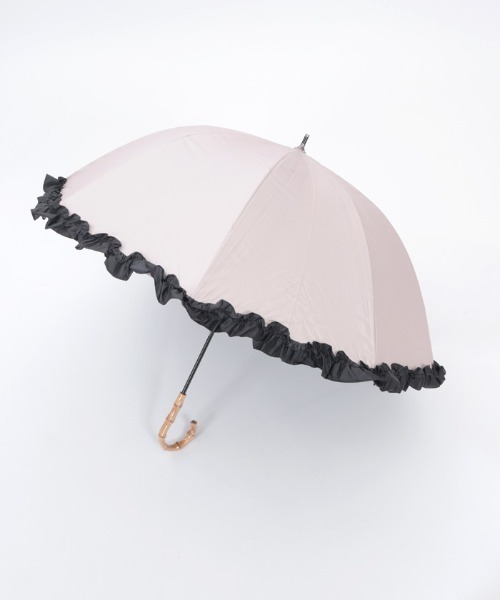 axes femme（アクシーズファム）の「フリル使い晴雨兼用ショート傘（長傘・レディース・ブラック/グレイッシュベージュ/キナリ・FREE）」の3枚目の写真