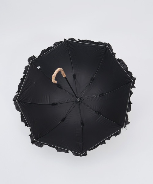 axes femme（アクシーズファム）の「フリル使い晴雨兼用ショート傘（長傘・レディース・ブラック/グレイッシュベージュ/キナリ・FREE）」の14枚目の写真