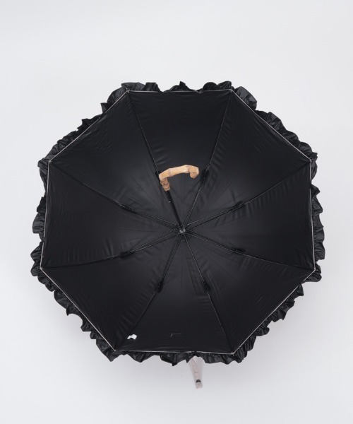 axes femme（アクシーズファム）の「フリル使い晴雨兼用ショート傘（長傘・レディース・ブラック/グレイッシュベージュ/キナリ・FREE）」の5枚目の写真