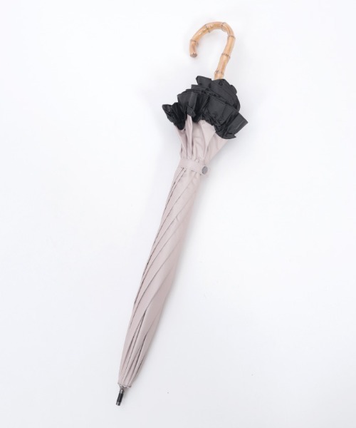 axes femme（アクシーズファム）の「フリル使い晴雨兼用ショート傘（長傘・レディース・ブラック/グレイッシュベージュ/キナリ・FREE）」の8枚目の写真