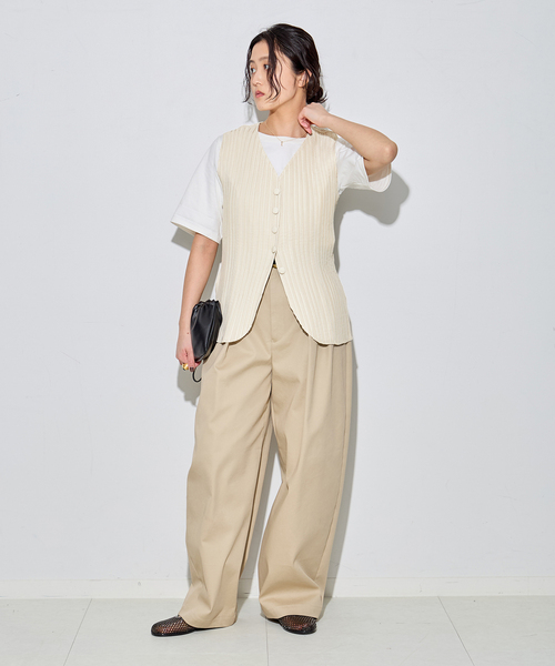 Gongdid Design(ゴンディッドデザイン)の「【Gongdid Design】 Carry Over_Denim_Vest:ベスト(ベスト・レディース・アイボリー/ブラック・FREE)」の8枚目の写真
