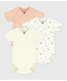 PETIT BATEAU | プリント半袖あわせボディ３枚組(肌着)