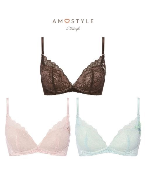 AMOSTYLE BY Triumph（アモスタイルバイトリンプ）の「夢みるブラ ノンワイヤーエアリー ノンワイヤーブラジャー ヴィーナスエア【A,B,C,Dカップ】 AMST1544 HU JX（ブラジャー・レディース・ダークブラウン/ライトピンク/ライトブルー・A70/A75/B65/B70/B75/C65/C70/C75/D65/D70/D75/D80）」の4枚目の写真