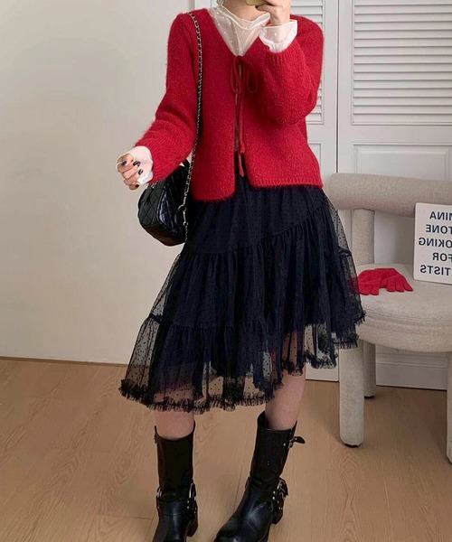 leune（ルネ）の「アシンメトリードットチュールティアードスカート（スカート・レディース・ベージュ/ブラック・FREE）」の17枚目の写真
