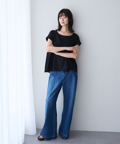 YECCA VECCA（イェッカヴェッカ）の「【尾崎紗代子さん着用】綿麻バギーデニムパンツ（デニムパンツ・レディース・インディゴブルー/ライトインディゴブルー・M/S）」の17枚目の写真