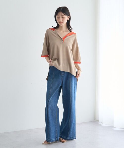 YECCA VECCA（イェッカヴェッカ）の「【尾崎紗代子さん着用】綿麻バギーデニムパンツ（デニムパンツ・レディース・インディゴブルー/ライトインディゴブルー・M/S）」の19枚目の写真