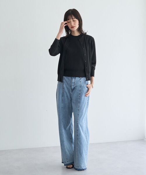 YECCA VECCA（イェッカヴェッカ）の「【尾崎紗代子さん着用】綿麻バギーデニムパンツ（デニムパンツ・レディース・インディゴブルー/ライトインディゴブルー・M/S）」の20枚目の写真
