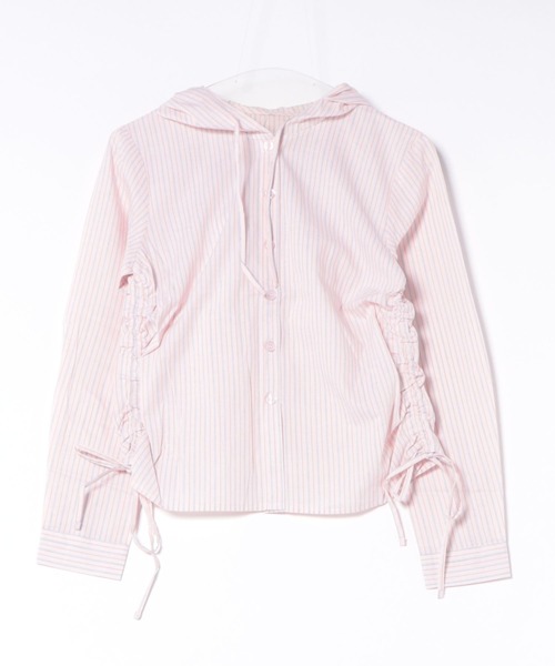 P.V.T(ピーブイティー)の「サイドドロストフーディーシャツ(シャツ/ブラウス・レディース・ブルー/Yellow/PINK・M)」の6枚目の写真