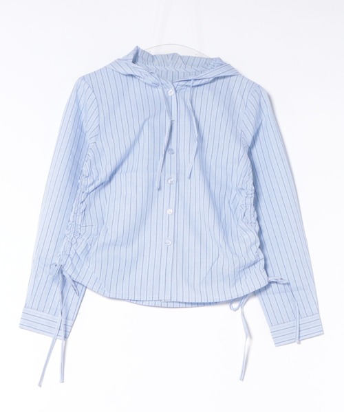 P.V.T(ピーブイティー)の「サイドドロストフーディーシャツ(シャツ/ブラウス・レディース・ブルー/Yellow/PINK・M)」の4枚目の写真