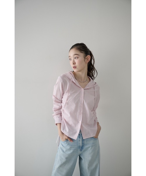 P.V.T(ピーブイティー)の「サイドドロストフーディーシャツ(シャツ/ブラウス・レディース・ブルー/Yellow/PINK・M)」の11枚目の写真
