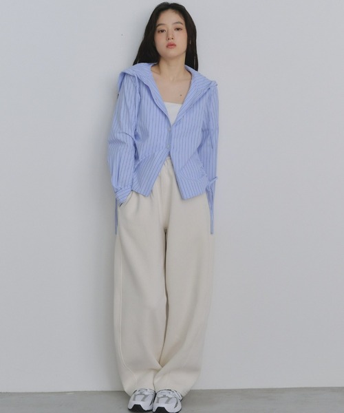 P.V.T(ピーブイティー)の「サイドドロストフーディーシャツ(シャツ/ブラウス・レディース・ブルー/Yellow/PINK・M)」の18枚目の写真