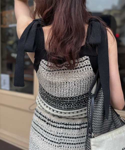 WILLFULLY(ウィルフリー)の「at random geometric pattern knit all-in-one(つなぎ/オールインワン・レディース・ブラック/ベージュ・FREE)」の19枚目の写真