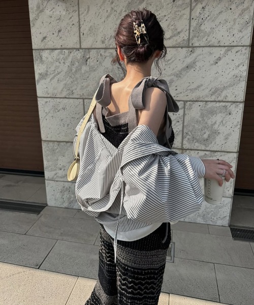 WILLFULLY(ウィルフリー)の「at random geometric pattern knit all-in-one(つなぎ/オールインワン・レディース・ブラック/ベージュ・FREE)」の8枚目の写真