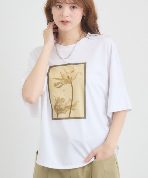 KATHARINE ROSS(キャサリンロス)の「【KATHARINE ROSS】スケルトンフラワーTシャツ(Tシャツ/カットソー・レディース・ブラウン/ホワイト・FREE)」の6枚目の写真