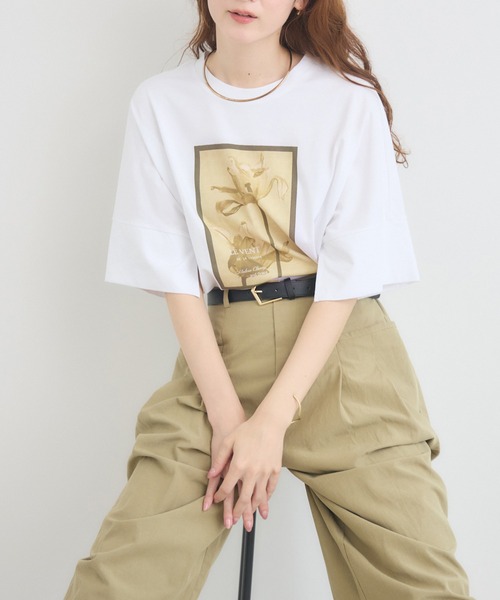 KATHARINE ROSS(キャサリンロス)の「【KATHARINE ROSS】スケルトンフラワーTシャツ(Tシャツ/カットソー・レディース・ブラウン/ホワイト・FREE)」の4枚目の写真