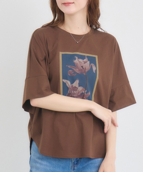 KATHARINE ROSS(キャサリンロス)の「【KATHARINE ROSS】スケルトンフラワーTシャツ(Tシャツ/カットソー・レディース・ブラウン/ホワイト・FREE)」の19枚目の写真
