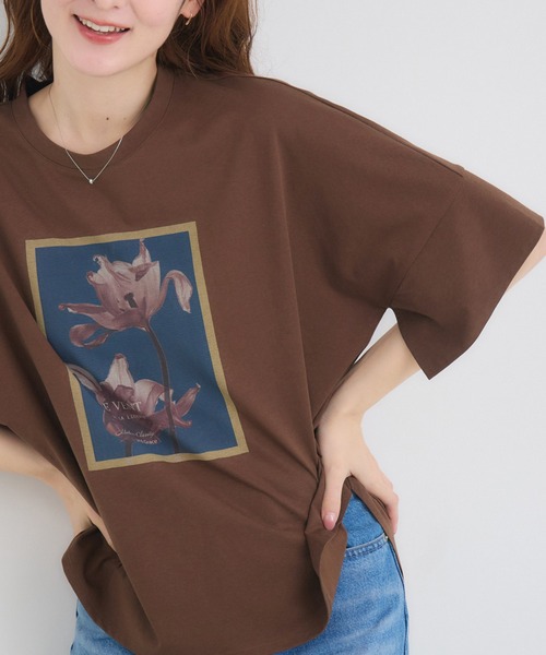 KATHARINE ROSS(キャサリンロス)の「【KATHARINE ROSS】スケルトンフラワーTシャツ(Tシャツ/カットソー・レディース・ブラウン/ホワイト・FREE)」の20枚目の写真